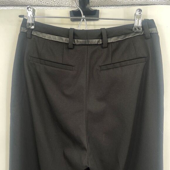 The Kooples Women's High Waist Leather Trim Stretch Wool Black Trousers Sz 34 - Picture 6 of 10